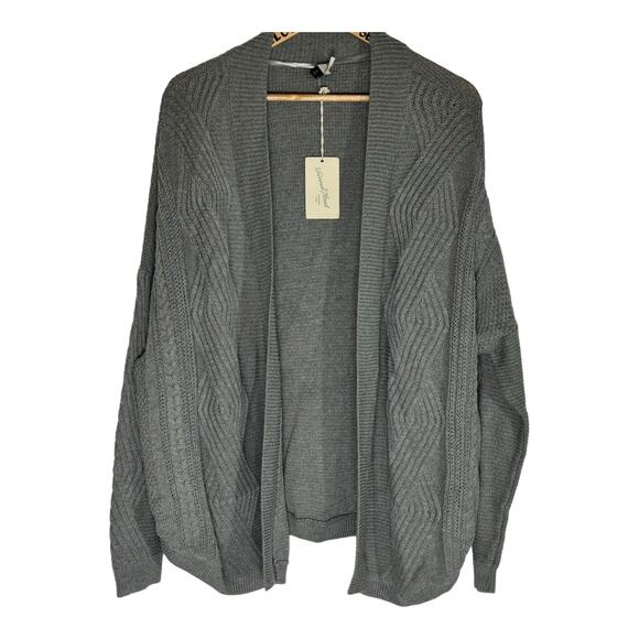 Universal Threads Gray Cable Knit  Open Front Long Cardigan Sweater XXL NWT - Picture 1 of 5